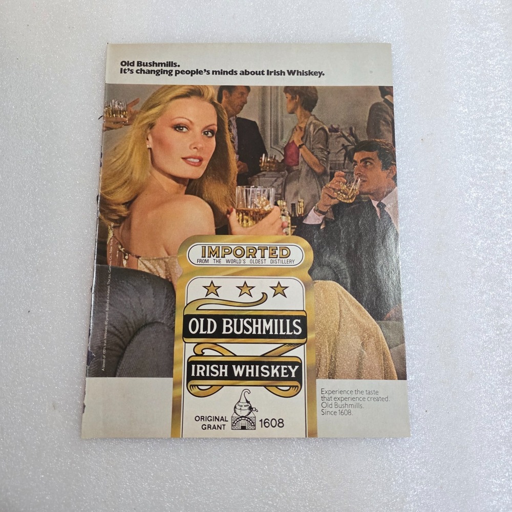Vintage 1979 Old Bushmills Irish Whiskey Print Ad 1608 Distillery Color 8x10.5